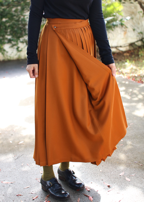 【美品】  humoresque / ユーモレスク | wrap skirt ウール ラップ プリーツ スカート | 36 | レッド | レディース