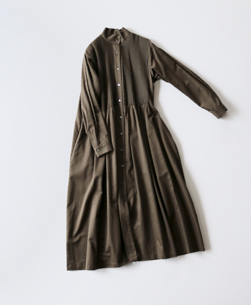 Sold Outarts Sciencepin Tuck Shirt Dress Olive Green Shoka